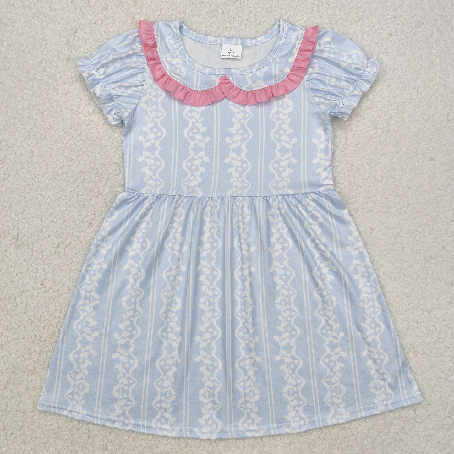GSD1499Short sleeves light blue baby girls summer dresses