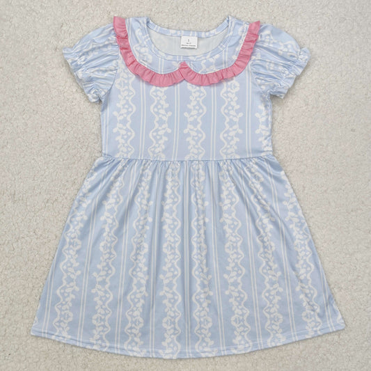 GSD1499Short sleeves light blue baby girls summer dresses