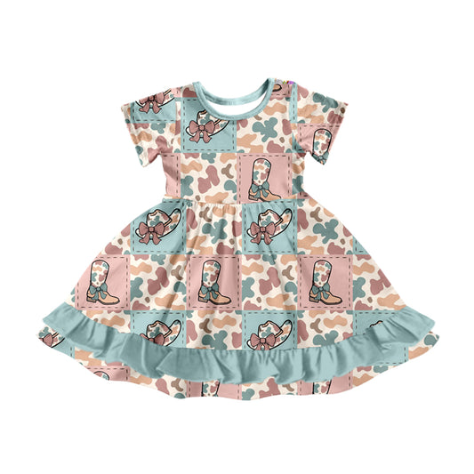Baby Girls Camo Hats Western Ruffle Knee Length Dresses Preorder GSD1536
