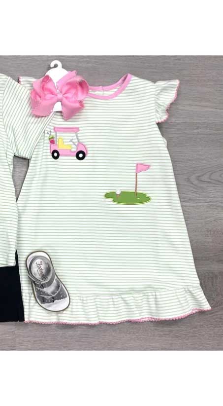 Baby Girls Summer Golf Flutter Sleeve Knee Length Dresses Preorder GSD1538