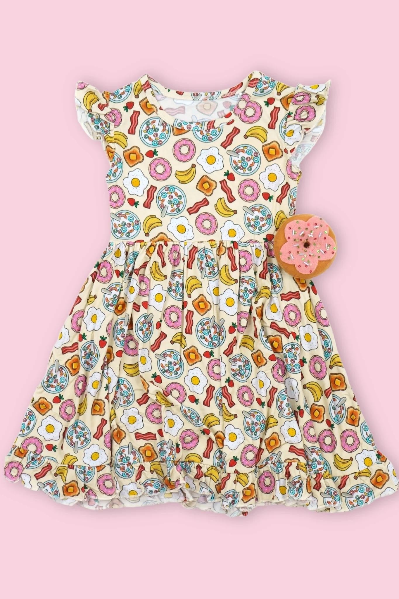 GSD1541 Baby Girls Egg Banana Donuts Knee Length Dresses Preorder