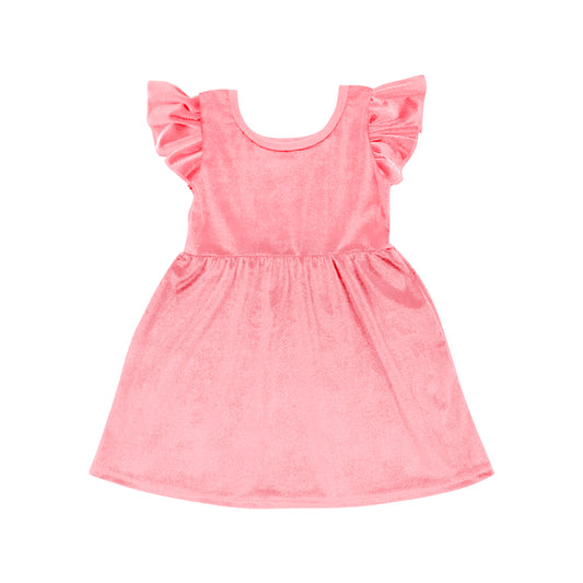GSD1542 Baby Girls Pink Velvet Knee Length Dresses preorder