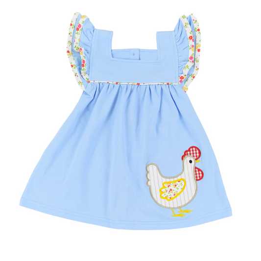 GSD1548 Baby Girls Chicken Flutter Sleeve Knee Length Dresses Preorder
