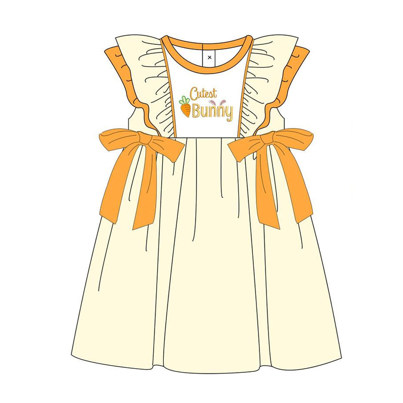 GSD1553 Baby Girls Easter Cute Bunny Bows Flutter Sleeve Knee Length Dresses Preorder