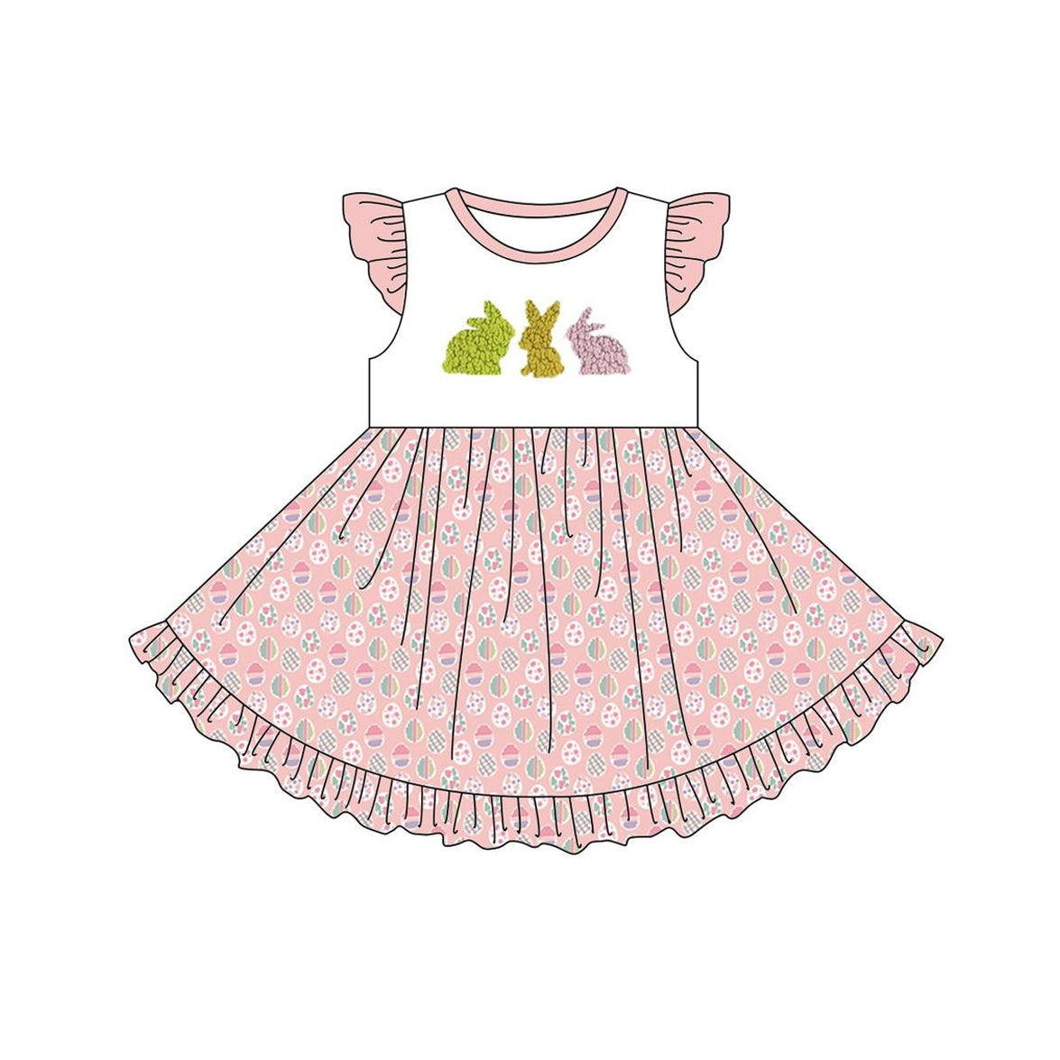GSD1554 Baby girls clothes easter flying sleeve dress