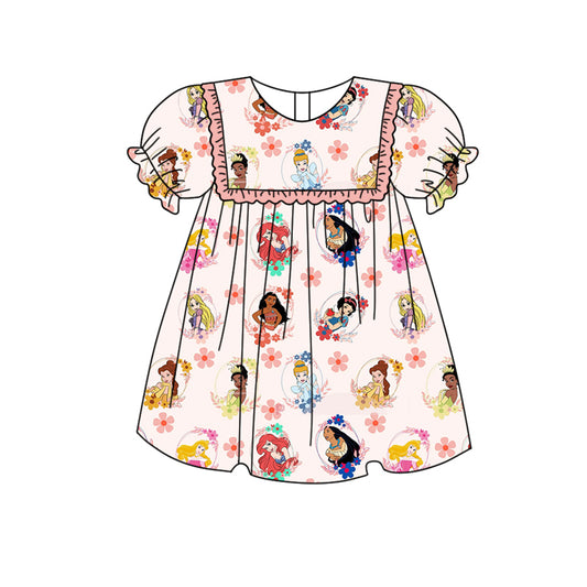 GSD1557 Baby Girls Pink Princess Flowers Knee Length Dresses Preorder