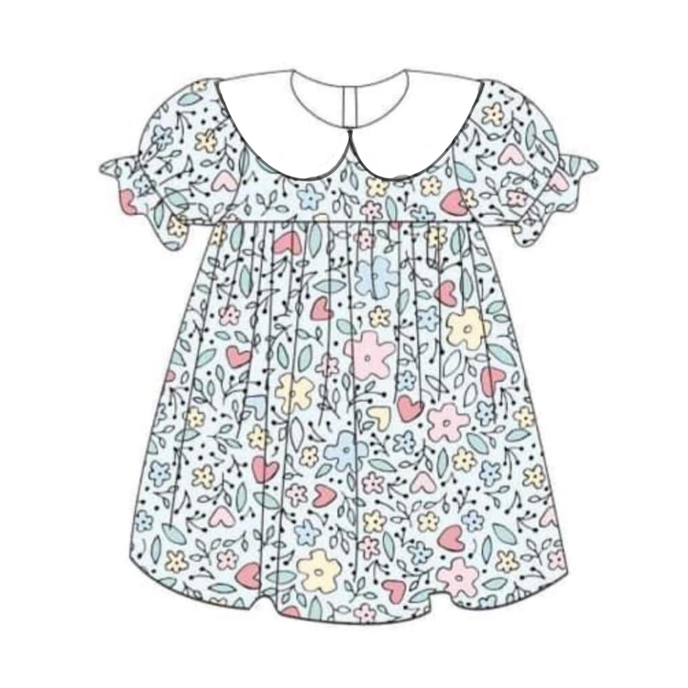 GSD1558 Baby girls clothes floral short sleeve dress