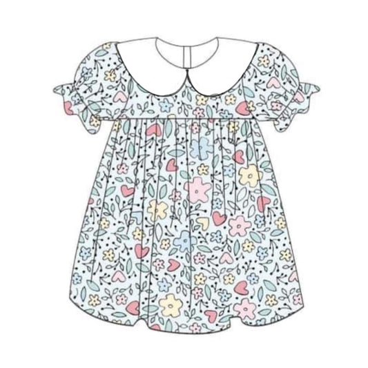 GSD1558 Baby girls clothes floral short sleeve dress