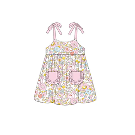 GSD1560  Baby girls clothes floral suspender dress