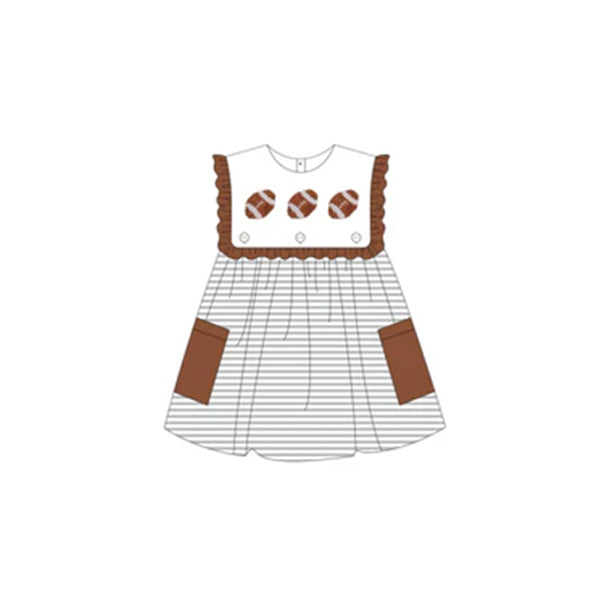 GSD1565 Baby Girl Clothes Rugby Brown Sleeveless Dress Pre-Order