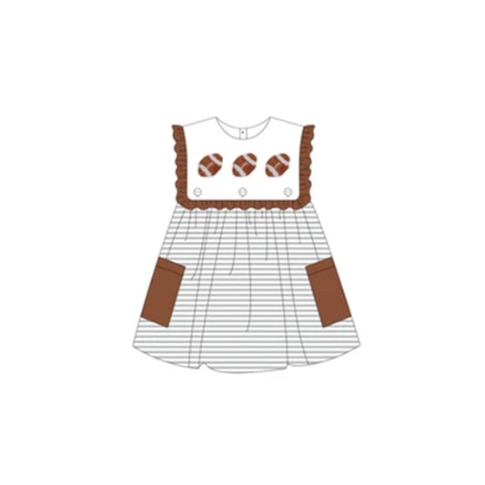 GSD1565 Baby Girl Clothes Rugby Brown Sleeveless Dress Pre-Order