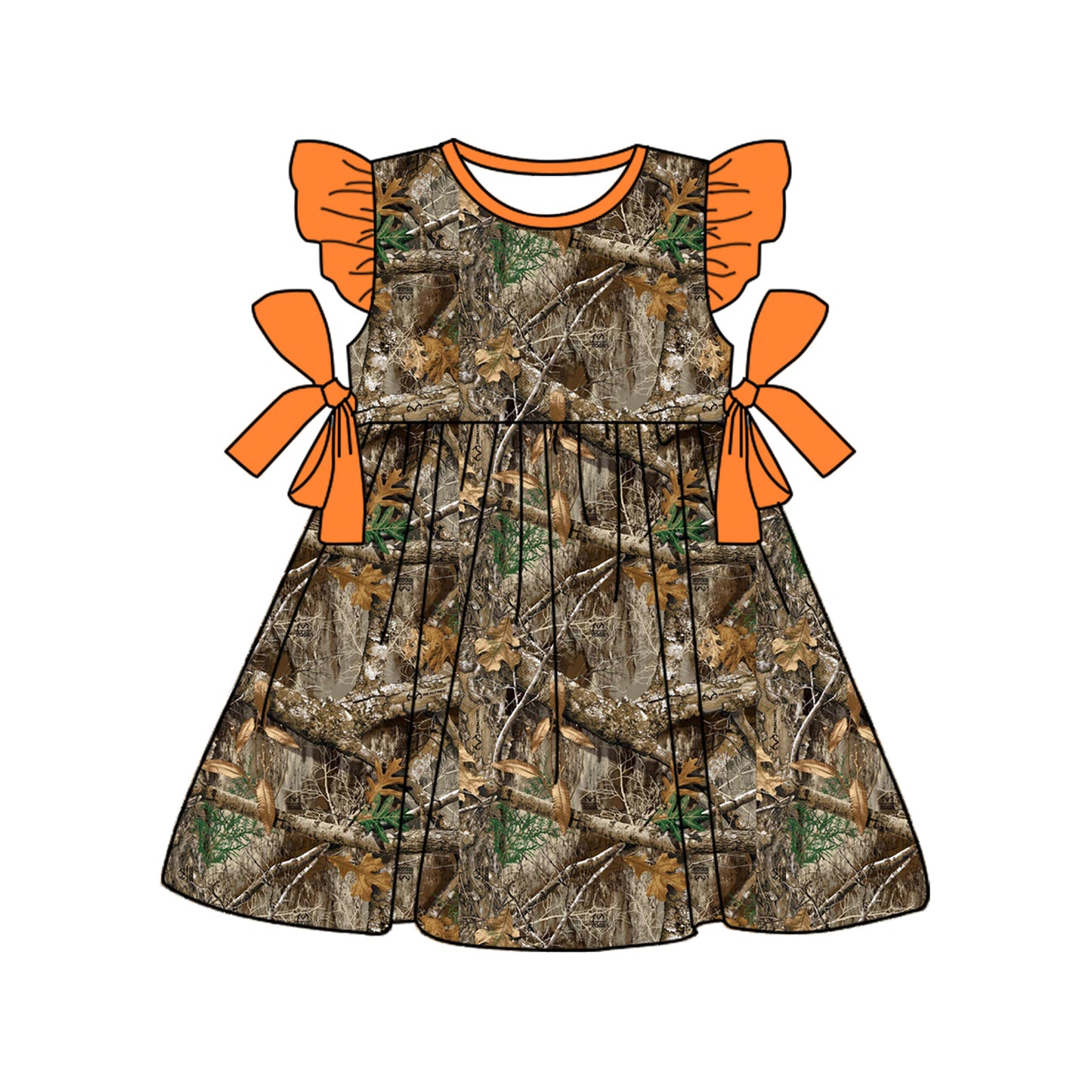 Infant Girls and Boys True Tree Camo Hunting Flutter Sleeve Onesie-Dress-Short Sleeve Shorts Set Mixed Sizes Pre-Order