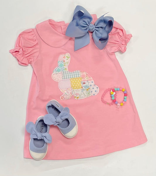 GSD1570 Baby Girls Pink Rabbits Easter Knee Length Dresses Preorder