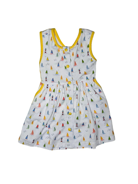 GSD1573 Baby Girls Colorful Boats Sleeveless Knee Length Dresses
