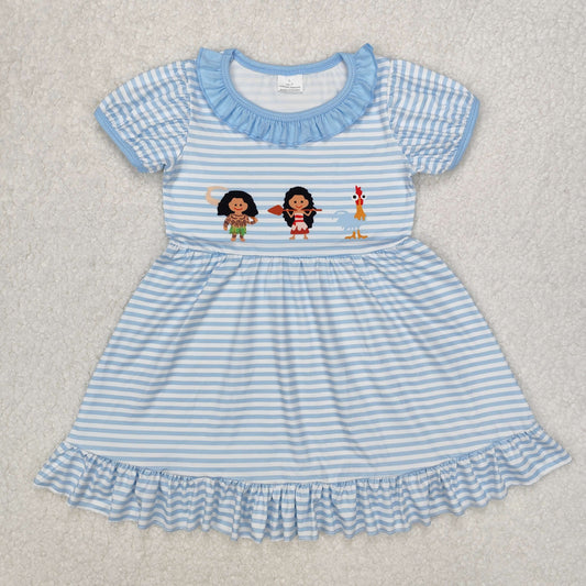 GSD1582Baby Girls' Short Sleeve Stripe Chicken Print Dress Cute Summer Fashion Outfit for Little Ones