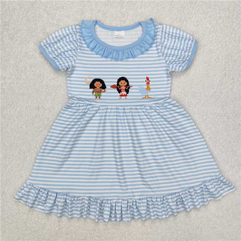 7.15  RTS NO MOQ Short sleeves stripe chicken baby girls dresses romper