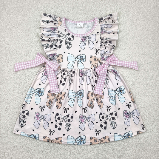 4.11 GSD1640 RTS NO MOQ Baby Girls Summer Dress  Baby Girls Cartoon Dog Bow Dress