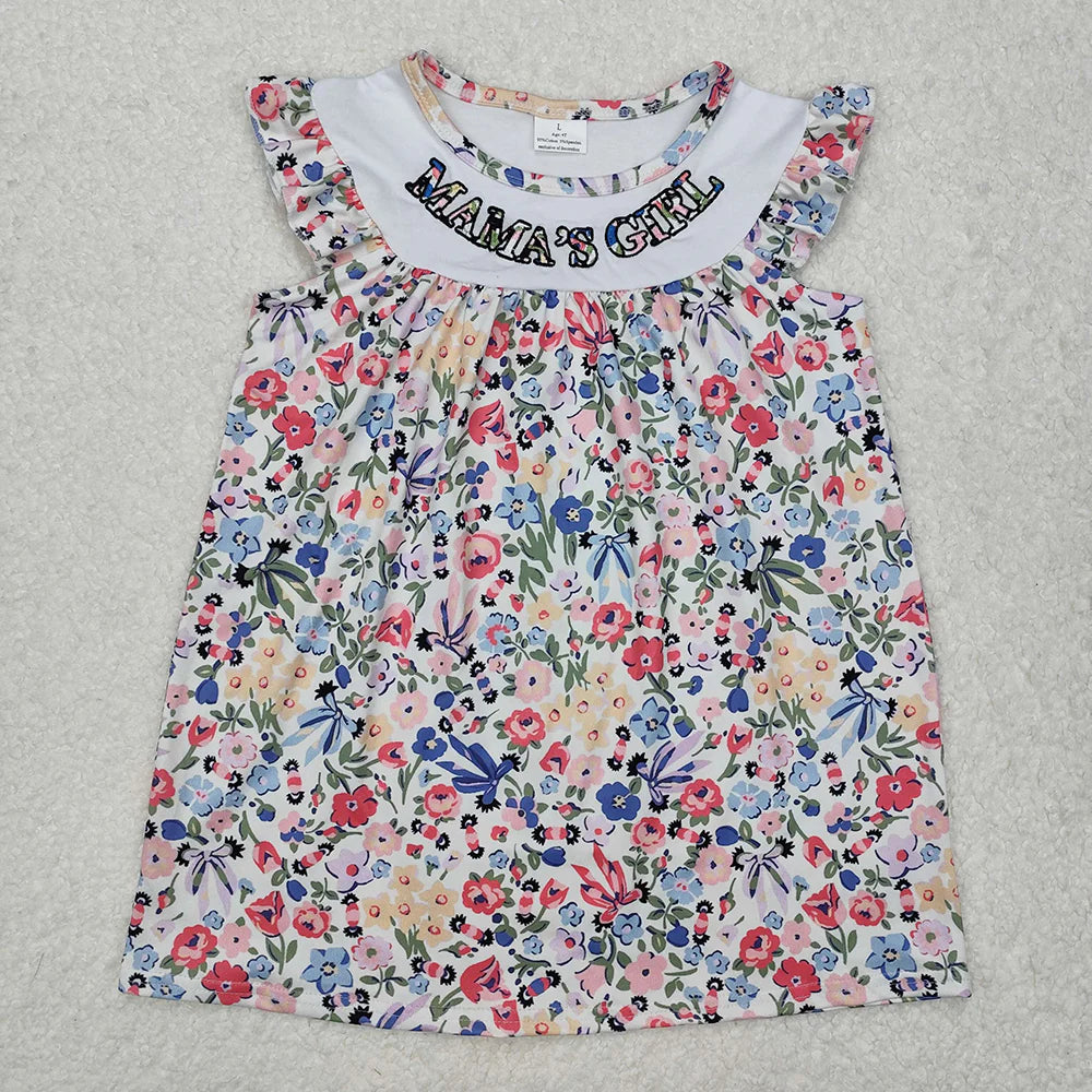 Sibling Baby Girls Mama's Girl Blue Flowers Rompers Dresses Suits