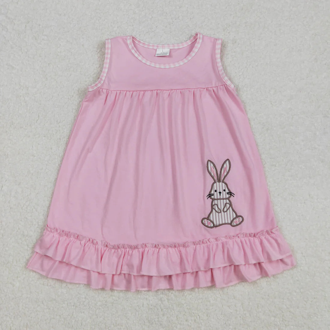 12.12 RTS Sibling Baby Kids Embroidery Stripe Rabbits Easter Ruffle Knee Length Dress Shorts Romper
