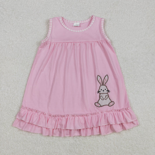 GSD1671Baby Girls Sleeveless Bunny Ruffle Easter Dresses Cute Spring/Summer Outfits for Little Girls