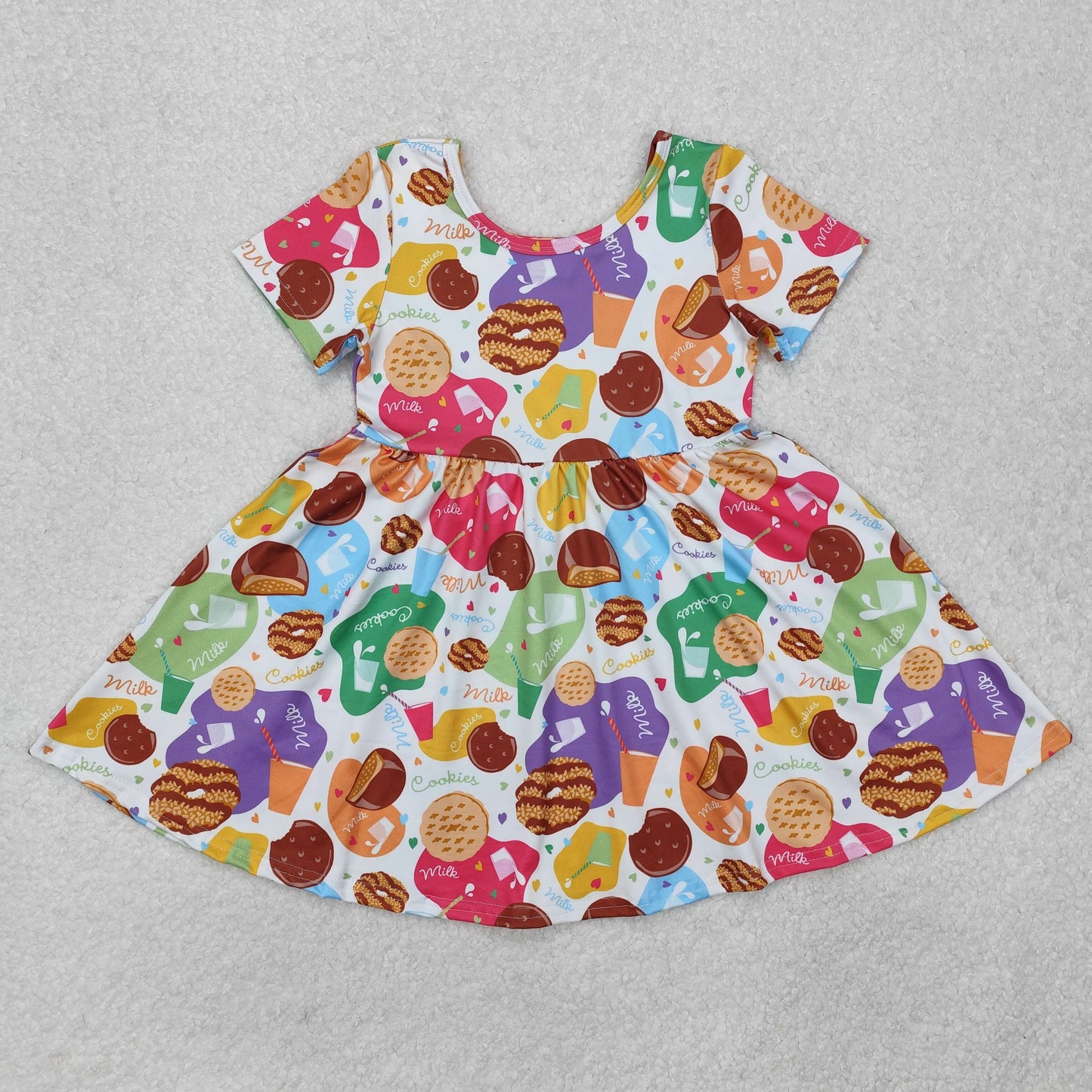GSD1809Short sleeves cookie milk baby girls dresses