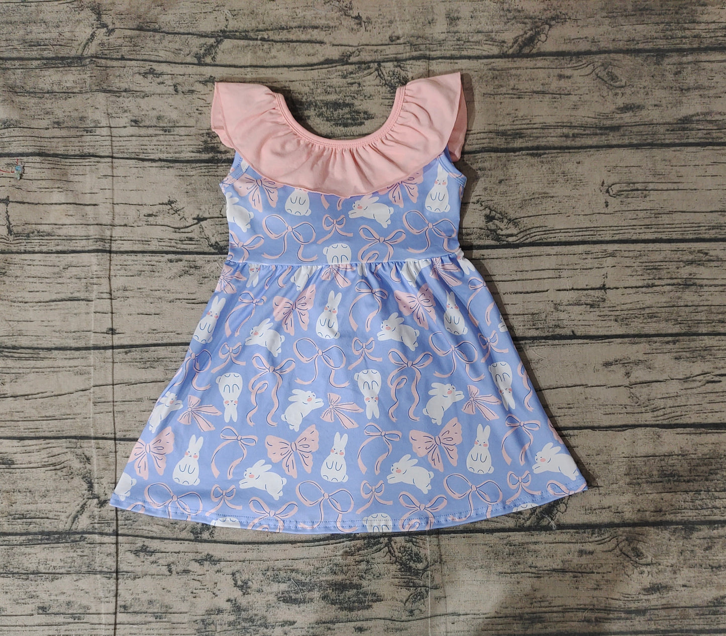 GSD1829Baby Girls Sleeveless Ruffle Rabbit Bow Easter Dresses Cute Spring/Summer Outfits for Kids