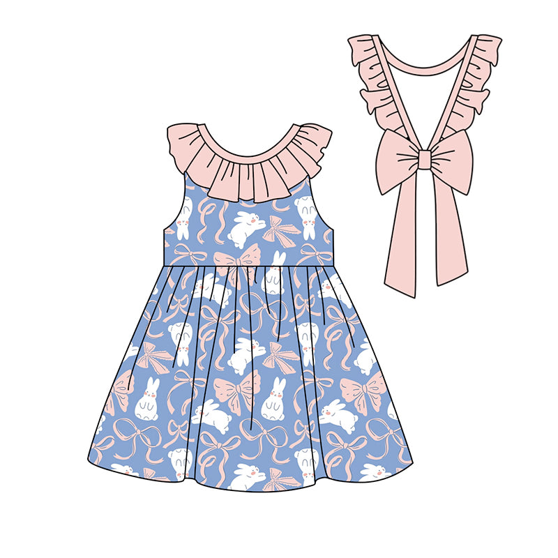 FLOWERSRuffle sleeveless bunny bow tunic shorts girls Easter clothes