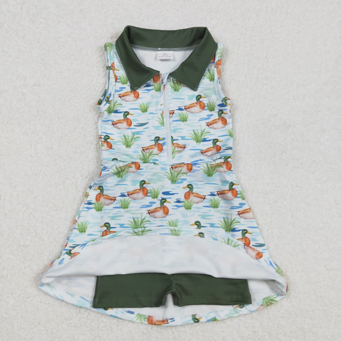 GSD1835Kids Girls Sleeveless Duck Polo Athletic Dress Casual Summer Outfit Soft Polyester Clothing for Active Girls