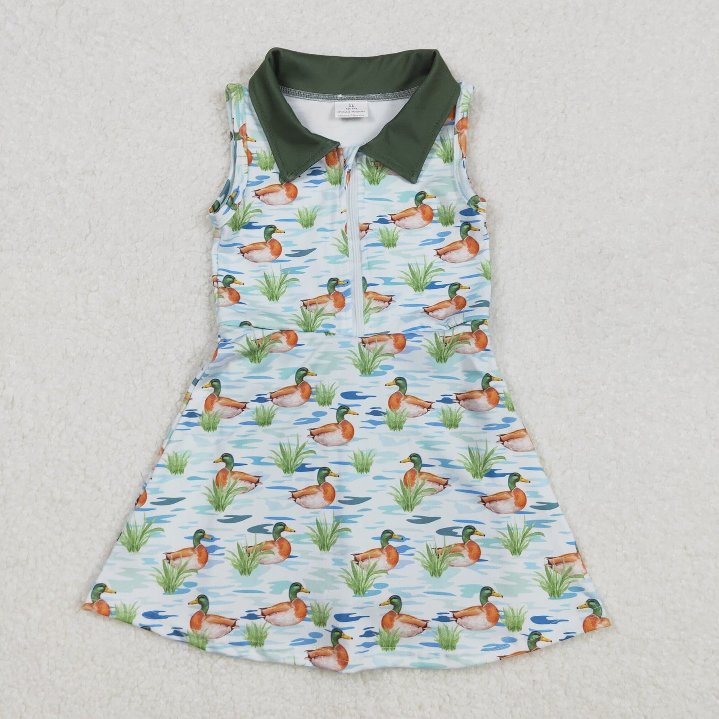GSD1835Kids Girls Sleeveless Duck Polo Athletic Dress Casual Summer Outfit Soft Polyester Clothing for Active Girls