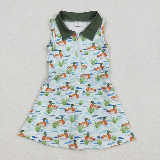 GSD1835Kids Girls Sleeveless Duck Polo Athletic Dress Casual Summer Outfit Soft Polyester Clothing for Active Girls