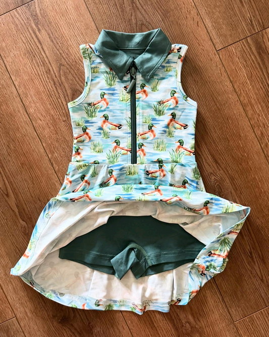 GSD1835Sleeveless duck kids girls polo athletic dresses