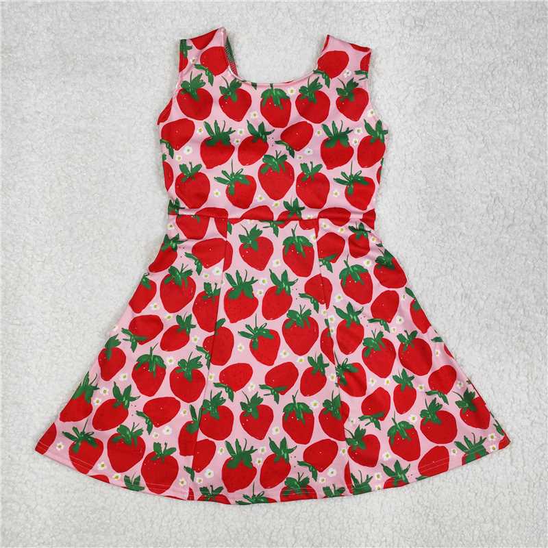 6.07  Baby Girls Sleeveless Spring Romper Strawberry Flower Print Comfortable Soft Material for Little Ones