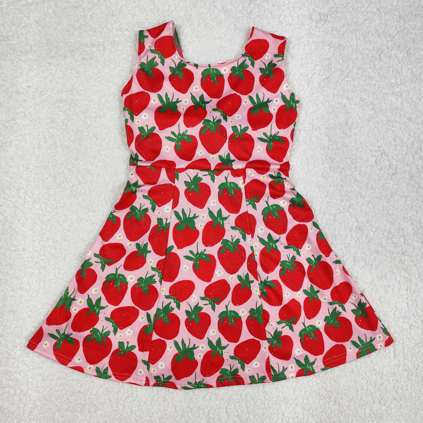 GSD1843Strawberry Floral Sleeveless Baby Girls Athletic Dresses Children's Sportswear Comfortable Lightweight Girls' Outfits