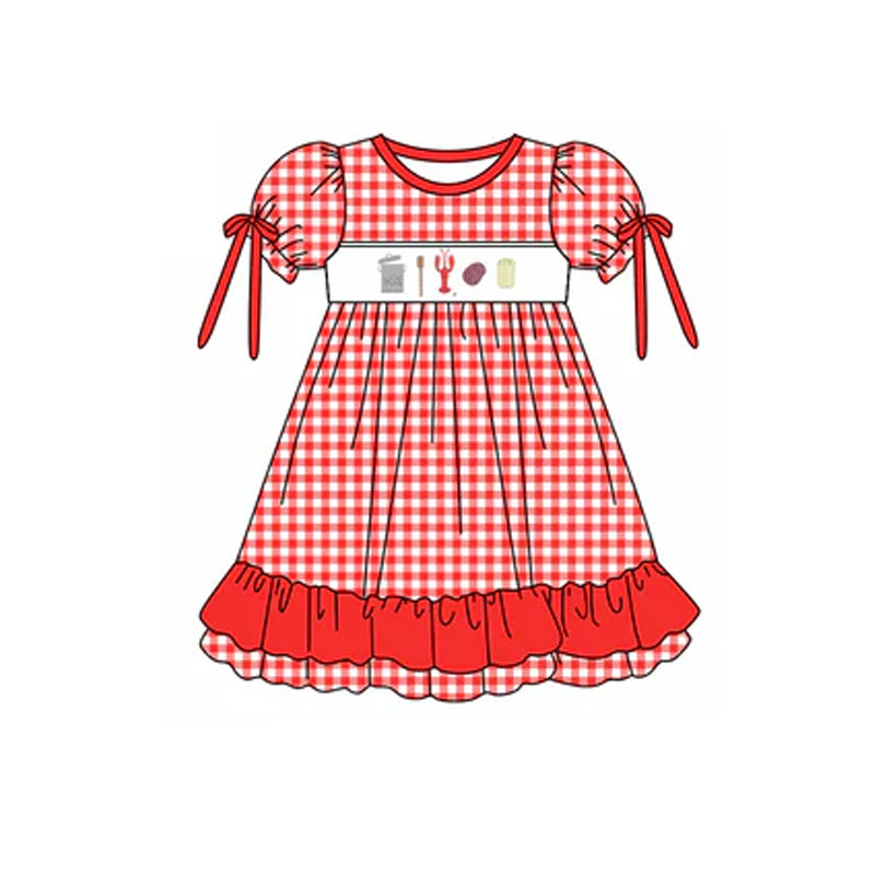 Red plaid crawfish ruffle tunic shorts baby girls clothing
