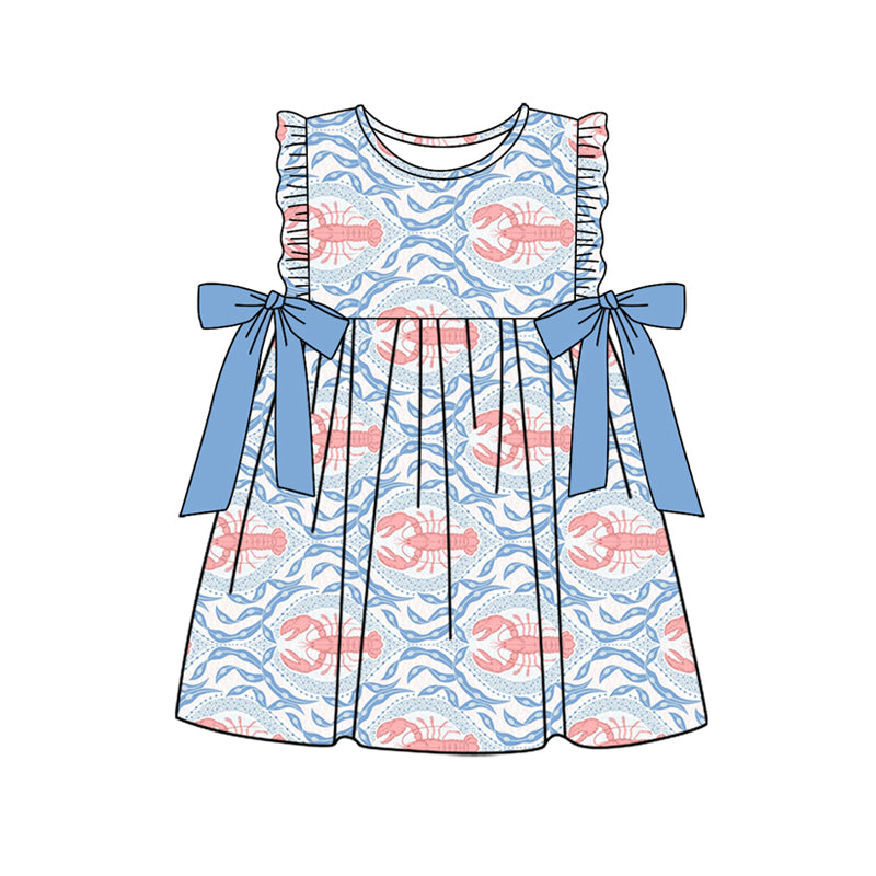 Light blue bow ruffle crawfish tunic shorts girls clothes