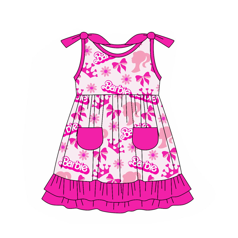 Sleeveless floral bow tunic ruffle shorts party girls clothes