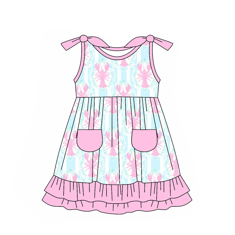 Sleeveless pink crawfish tunic ruffle shorts girls clothes