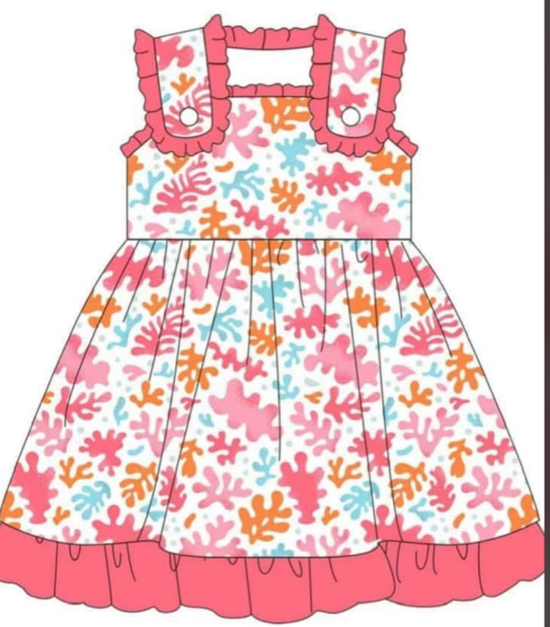 GSD1870Sleeveless ruffle colorful seaweed baby girls dresses