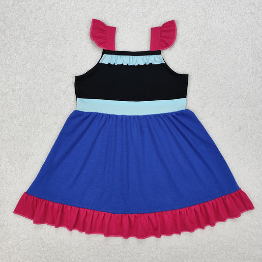 GSD1880 New Rts No Moq 8-9 Days By Air Arrived it Purple black blue flutter sleeves ruffle princess girls dress