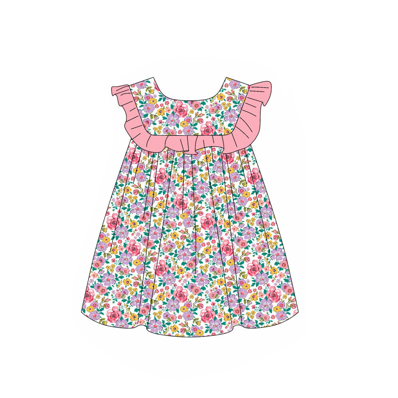 Ruffle peach lavender floral tunic shorts girls outfits