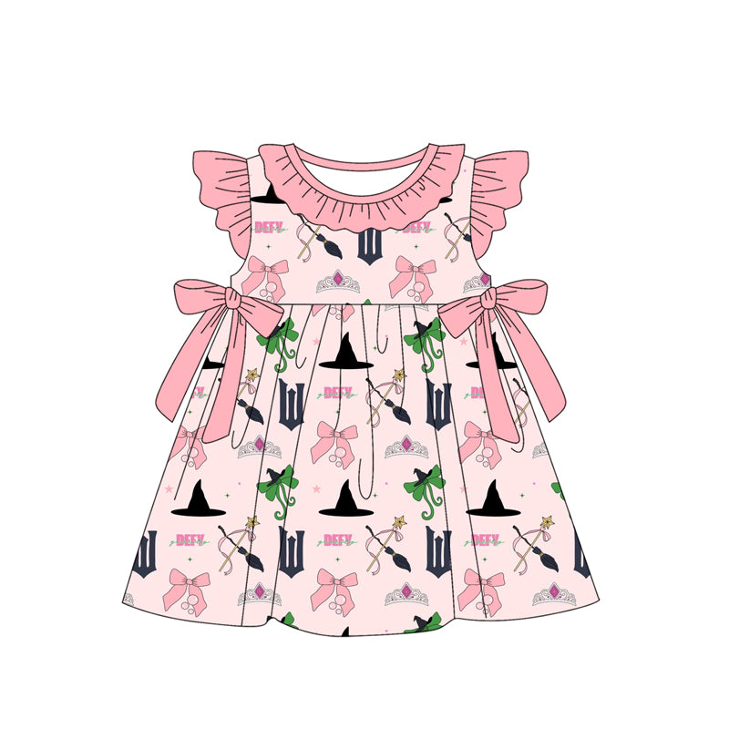Flutter sleeves bow witches tunic shorts girls clothing