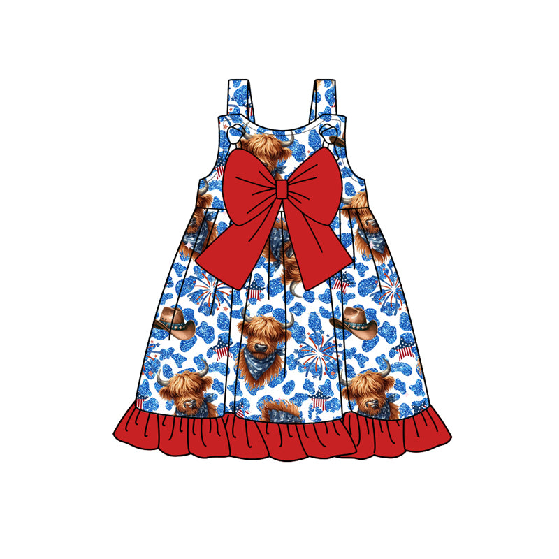 Highland cow straps firework girls 4th of july outfits