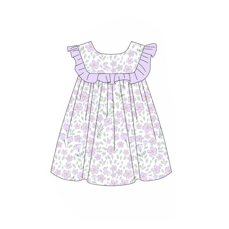 Lavender ruffle floral tunic shorts girls summer outfits