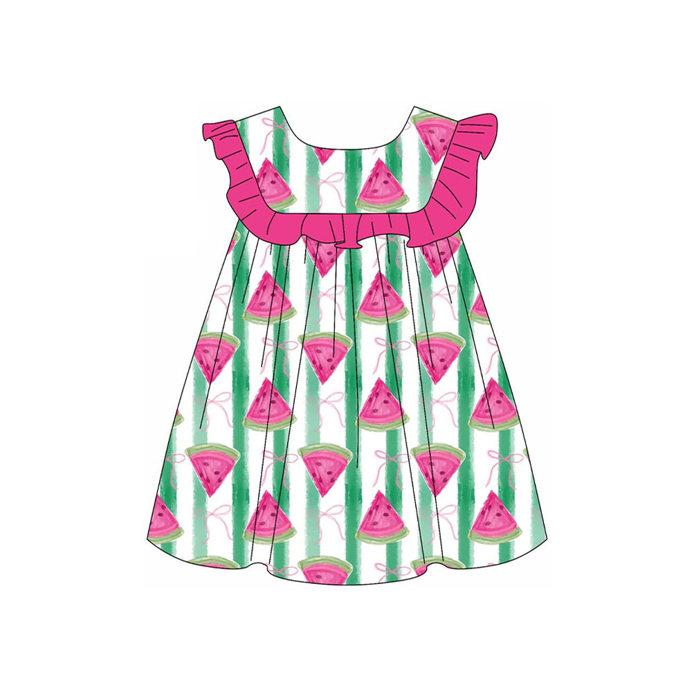 Watermelon stripe bow tunic ruffle shorts girls clothes