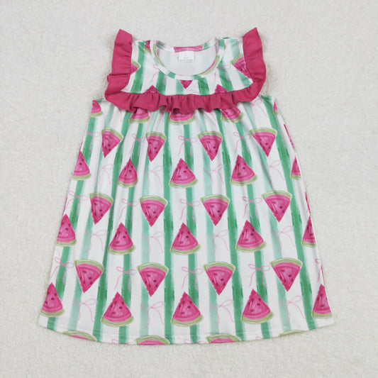 GSD1911Dreamy Ruffle Watermelon Bow Dresses for Baby Girls’ Summer