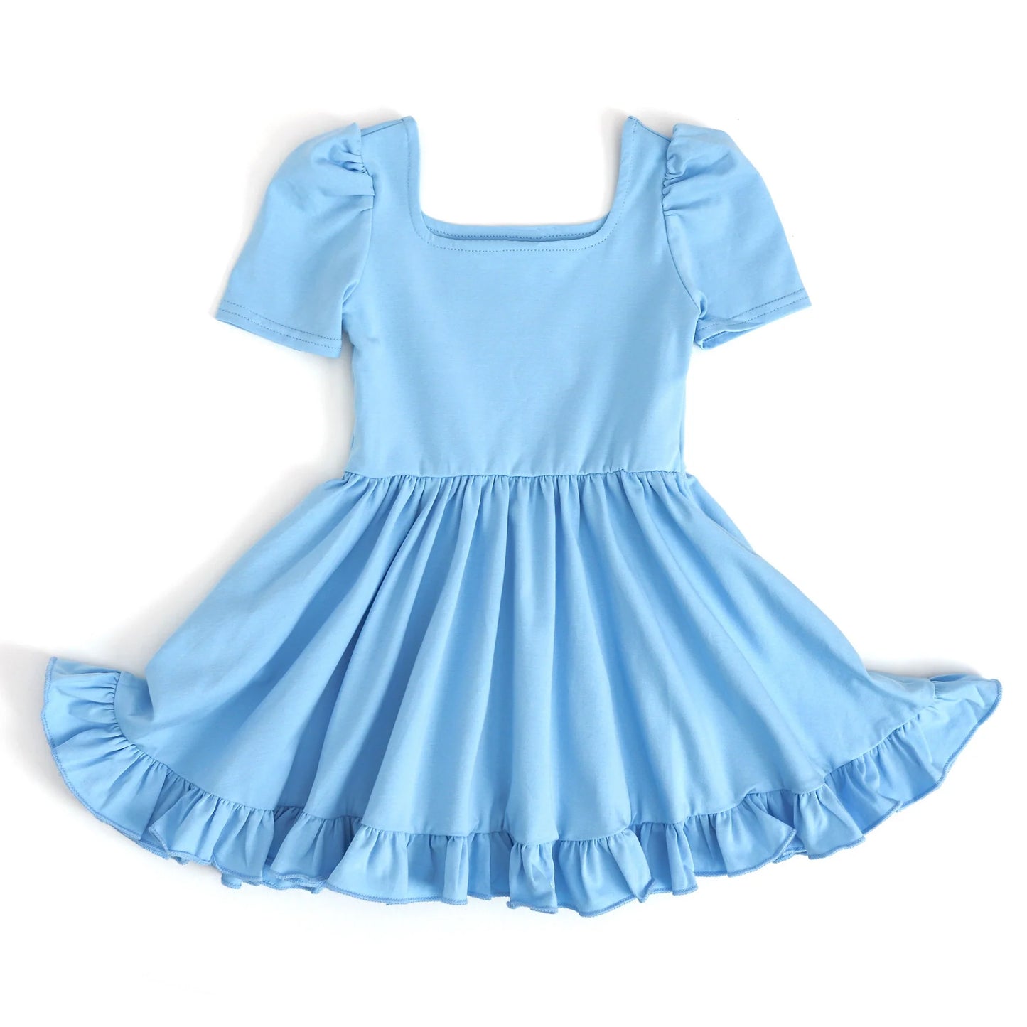 Lavender short sleeves ruffle summer girls dresses