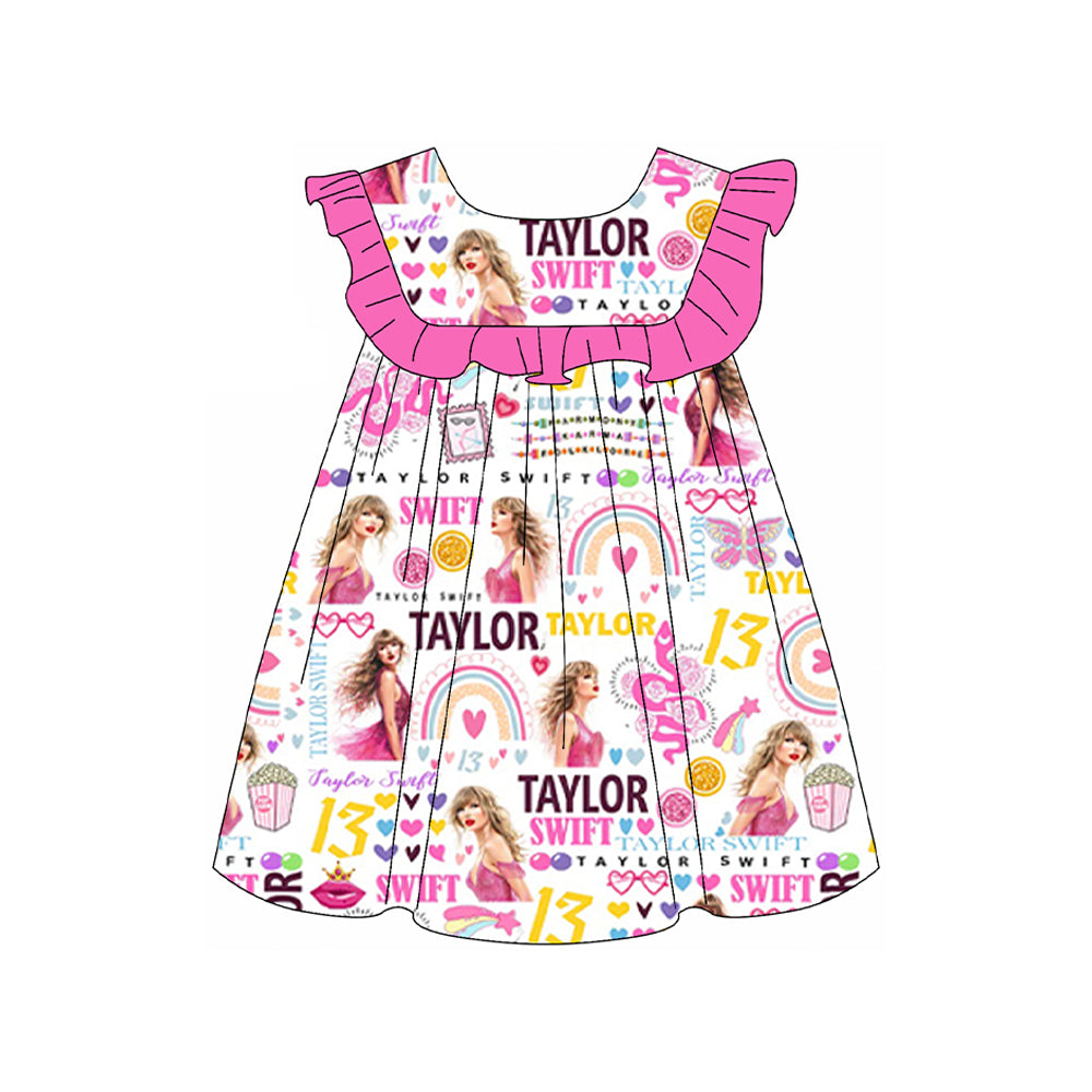 Pink ruffle rainbow butterfly tunic shorts singer girls clothing