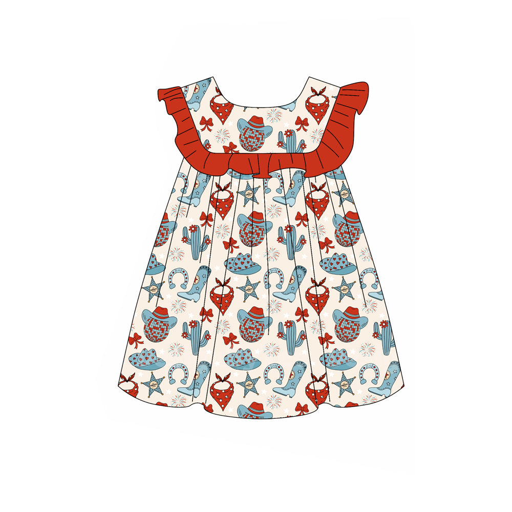Baby Girls 4th Of July Hats Cactus Tunic Ruffle Shorts Sets