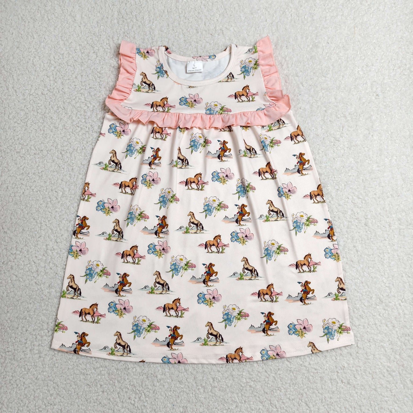 GSD1940 RTS NO MOQ （In stock）Ruffle horse rodeo baby girls western dresses
