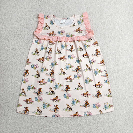 GSD1940 RTS NO MOQ （In stock）Ruffle horse rodeo baby girls western dresses